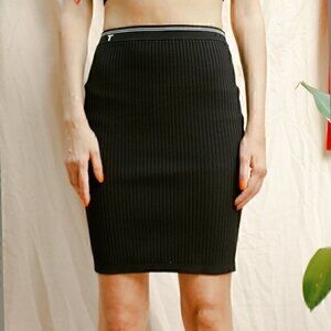 T by Alexander Wang Black Ribbed Knit Pencil Skirt